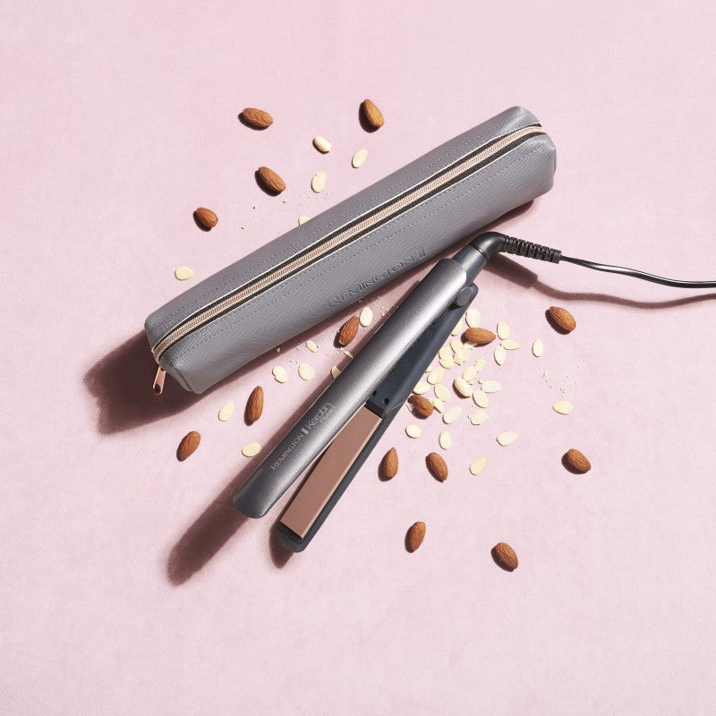 Placă de îndreptat părul Remington Keratin Protect S8598, înveliș ceramic, 230°C, gri