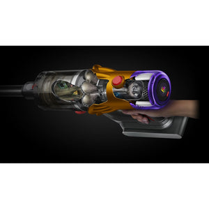 Aspirator vertical Dyson V12 Detect Absolute 2023, 3 moduri de curățare, 545W, negru/galben