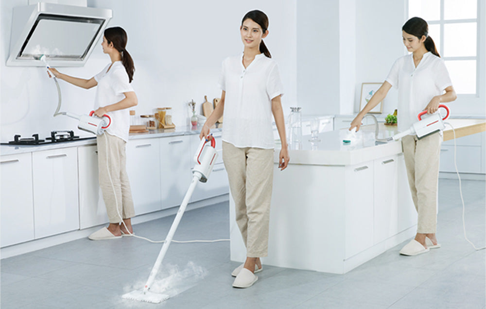 Aparat de curățat cu abur multifuncțional Deerma ZQ610, 1300W, 230ml, 105°C, cablu 4m, alb