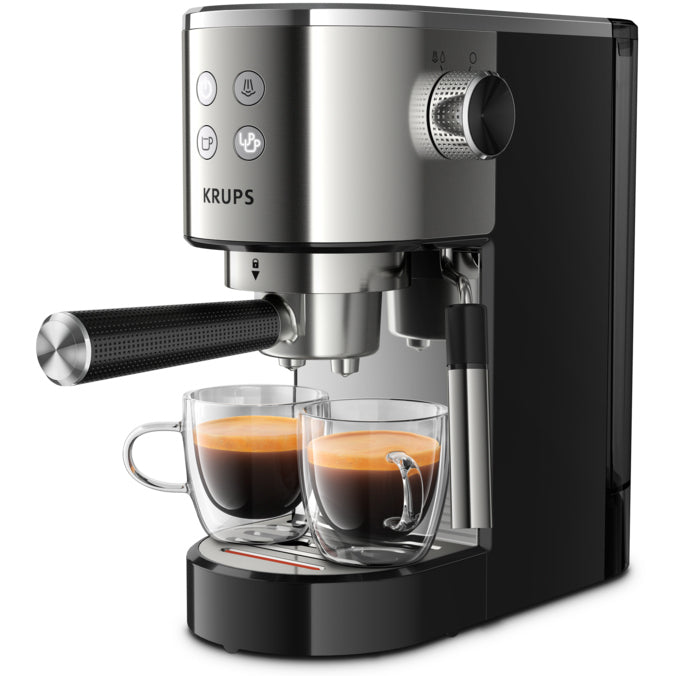 Espressor Krups Virtuoso XP442C11, 15 bar, 1400 W, Tehnologie Thermoblock, Capacitate 1 l, Argintiu/Negru