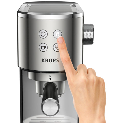 Espressor Krups Virtuoso XP442C11, 15 bar, 1400 W, Tehnologie Thermoblock, Capacitate 1 l, Argintiu/Negru