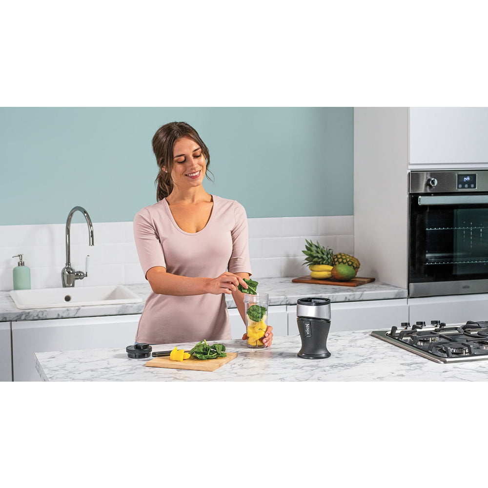 Blender Ninja QB3001EUS, 700W, 2x470 ml, 18000 rpm, Tehnologie Ninja Blade, Negru/Gri