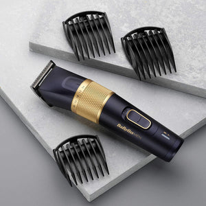 Mașină de tuns fără fir BaByliss E986E, baterie litiu-ion, lame din titan-carbon, auriu/negru