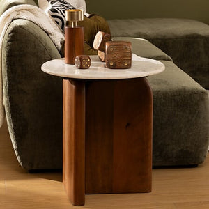 Masă de cafea Atmosphera Nanda, lemn de mango, marmură, Ø51 cm