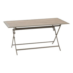 Azua folding table 6 seats glass printed wood effect truffle coffee