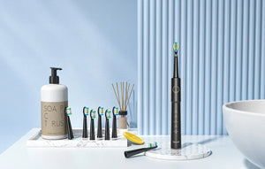 Periuță de dinți electrică cu ultrasunete FairyWill FW-E11 cu 8 accesorii și husă, Neagră