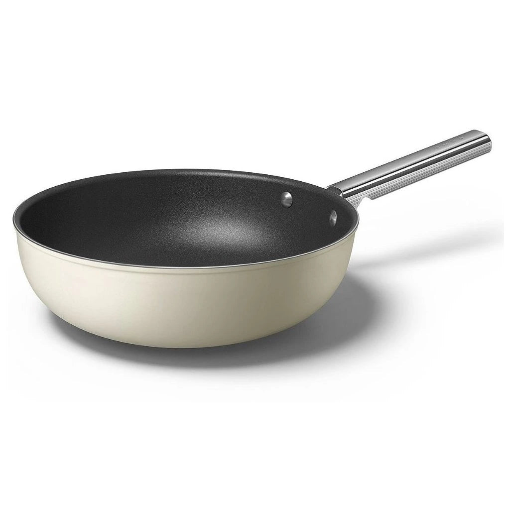 Tigaie wok Smeg KFW3001CRM 30 cm, 5,3 l, Cremă