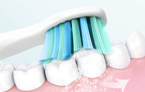 Set de periuțe de dinți electrice cu ultrasunete FairyWill FW-507 cu 8 capete de periuță și husă, 5 moduri, negru/alb