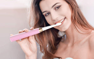 Set de periuțe de dinți electrice cu ultrasunete FairyWill FW-508 cu 8 capete de periuță și husă, negru/roz