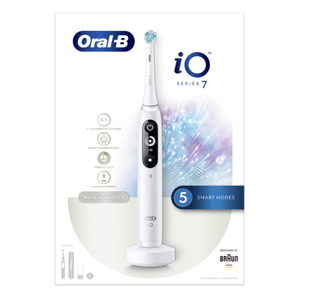 Periuță de dinți electrică Oral-B io7, cu inteligență artificială, albă