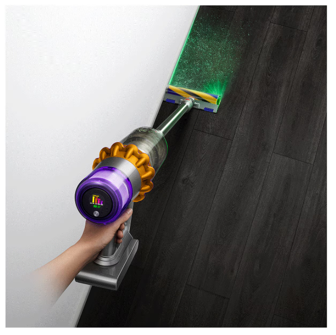 Aspirator vertical Dyson V15 Detect Absolute SV47 4469860, HEPA, Ecran LCD, 660W, Autonomie 60 min, Galben/Nichel