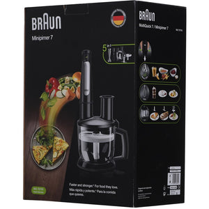 Blender Braun MultiQuick 7075X, 1000 W, Cană gradată 0,6 l, Tocător, Tel pentru ouă, Răzătoare, Viteză reglabilă, Negru