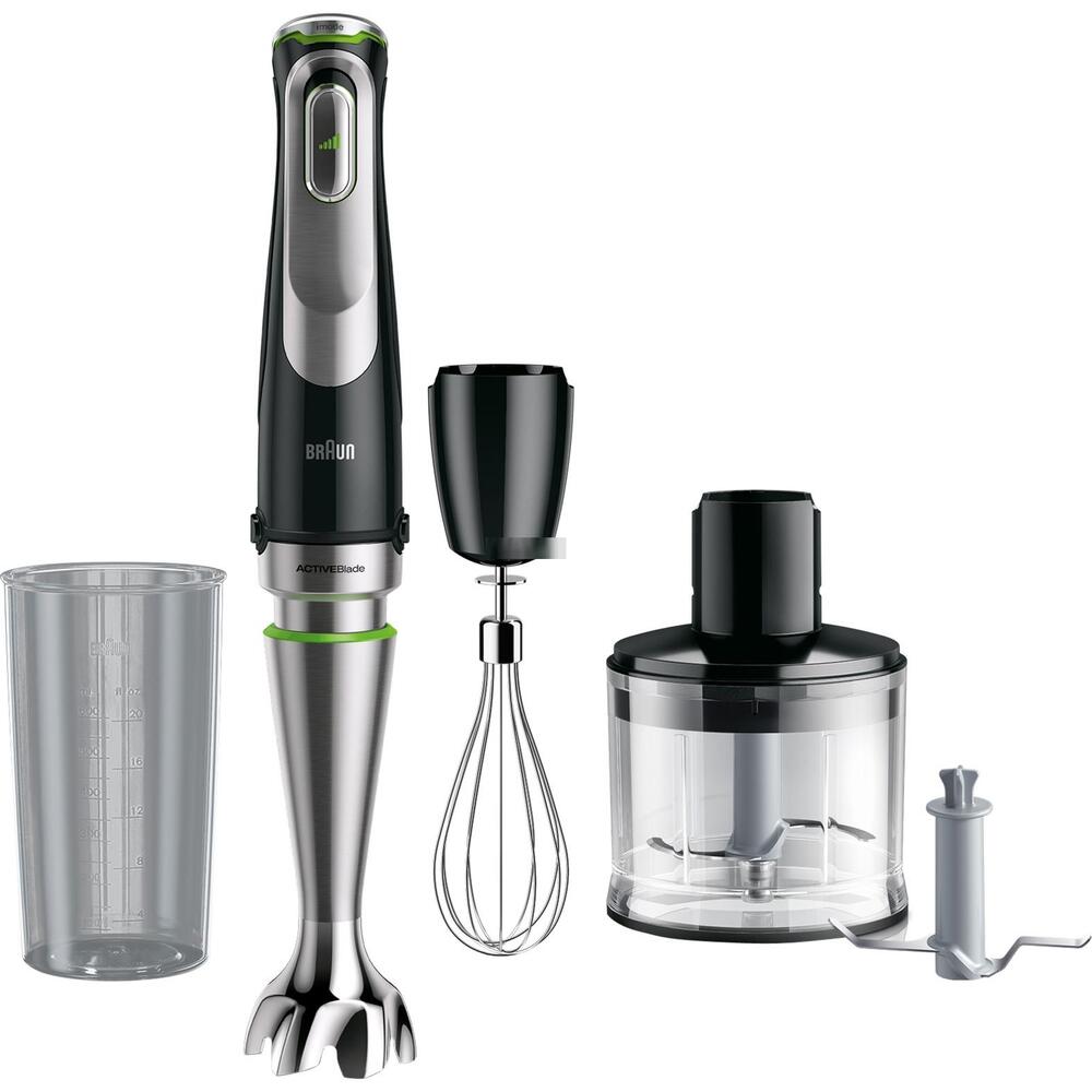 Blender Braun MultiQuick 9135XI, 1200 W, Cană gradată 0,6 l, Tocător 0,5 l, Viteză variabilă, Tel pentru ouă, Negru