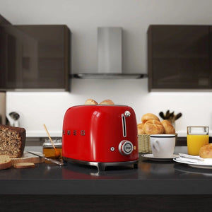 Prăjitor de pâine SMEG TSF01RDEU, stil anii '50, 950 W, 2 felii, 6 niveluri de prăjire, roșu