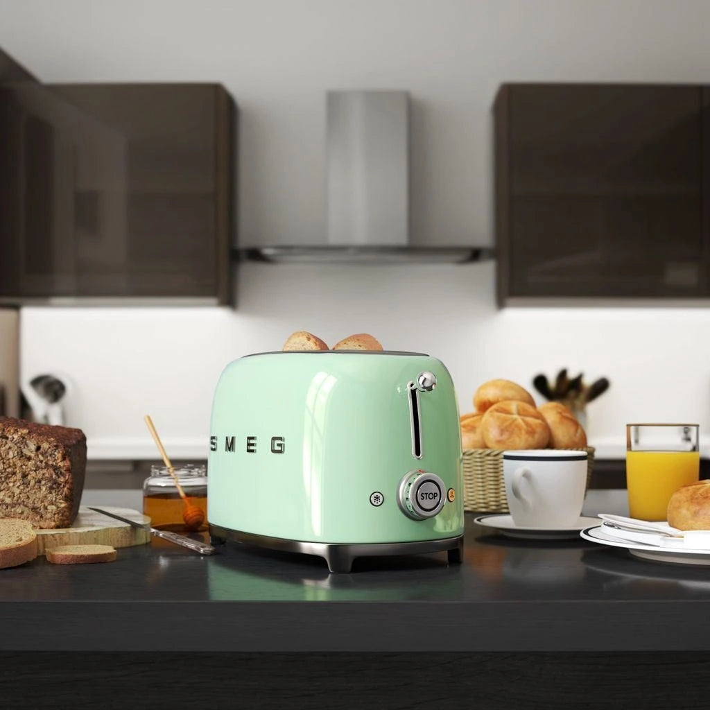 Prăjitor de pâine Smeg TSF01PGEU, 950 W, 2 felii, Verde pastel