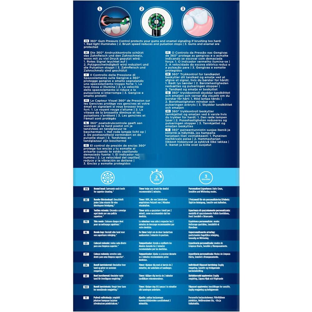 Periuță de dinți electrică, Oral-B Pro 3 300 Sensitive Clean, 759790, Negru