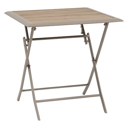 Azua folding table 2 seats glass printed wood effect truffle coffee