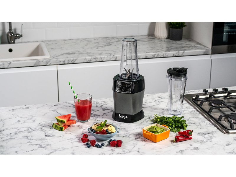 Blender Ninja BN495EU, 1000W, 700 ml, tehnologie Auto-iQ, tehnologie Ninja Blade, Gri/Negru