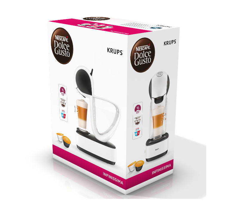 Espressor Krups Infinissima KP170131, 1500 W, 15 bar, funcție Eco, rezervor de 1,2 l, alb