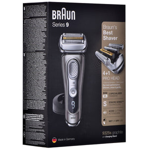 Aparat de ras Braun Series 9 9325s Wet&amp;Dry, 40.000 de tăieturi, SensoFlex, Sensofoil, stație de încărcare, kit de călătorie, argintiu/grafit 