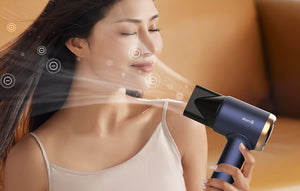 Uscător de păr Deerma DEM-CF50, 1400W, Aer, Ioni negativi, 11 moduri, Albastru închis