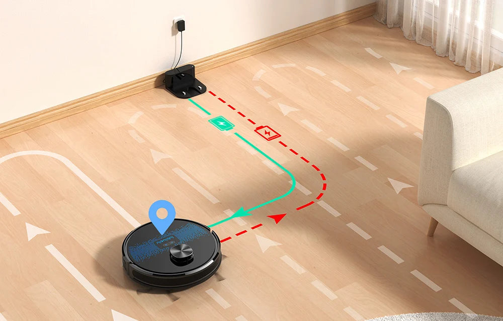 Aspirator robot Lubluelu SL60D, 42 W, Mop, Navigație LiDAR, 2600 mAh, Negru,