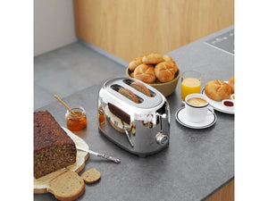 Prăjitor de pâine Smeg TSF02SSEU, 1500 W, 4 felii, Crom