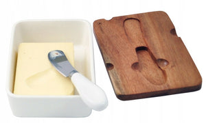 Set de ulei Kassel, lemn de salcâm, porțelan, 3 piese