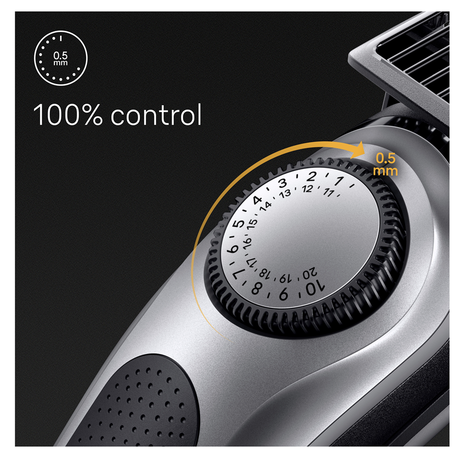 Aparat de tuns facial Braun, Oțel, Autonomie 100 min., Negru/Gri