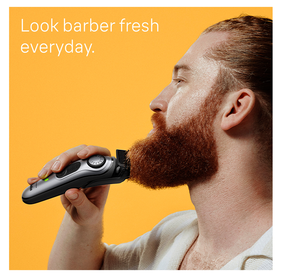 Aparat de tuns facial Braun, Oțel, Autonomie 100 min., Negru/Gri