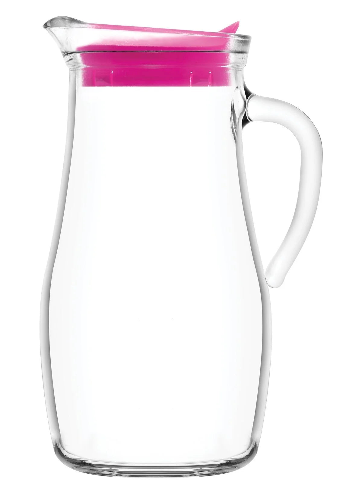 Cană de sticlă LAV Misket, 1800 ml, capac roz