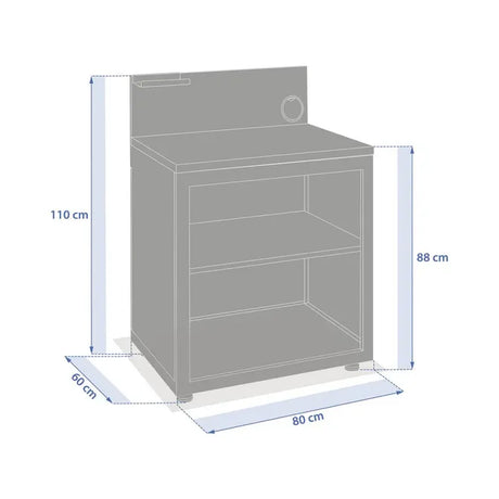Modul cu rafturi pentru bucătărie exterioară Hesperide Oxyana din oțel grafit, 80 x 60 x 110 cm