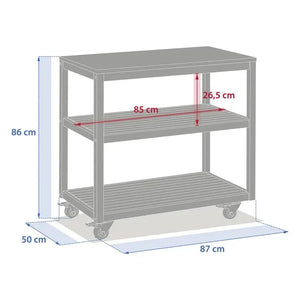 Modul cu 2 rafturi pentru bucătărie exterioară Hesperide Magma din salcâm și aluminiu, 87 x 50 x 86 cm