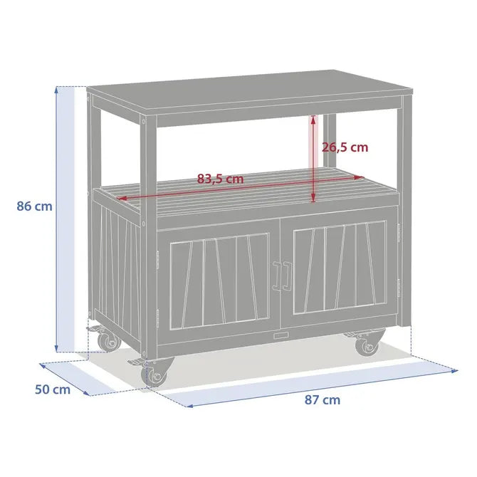Modul cu 2 uși pentru bucătărie exterioară Hesperide Magma din salcâm și aluminiu, 87 x 50 x 86 cm