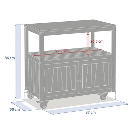 Modul cu 2 uși pentru bucătărie exterioară Hesperide Magma din salcâm și aluminiu, 87 x 50 x 86 cm