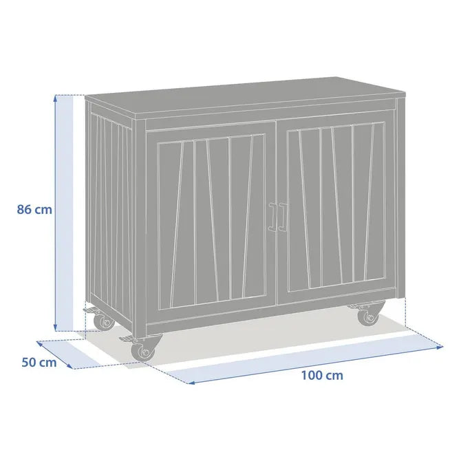 Modul cu 2 uși pentru bucătărie exterioară Hesperide Magma din salcâm și aluminiu, 100 x 50 x 86 cm