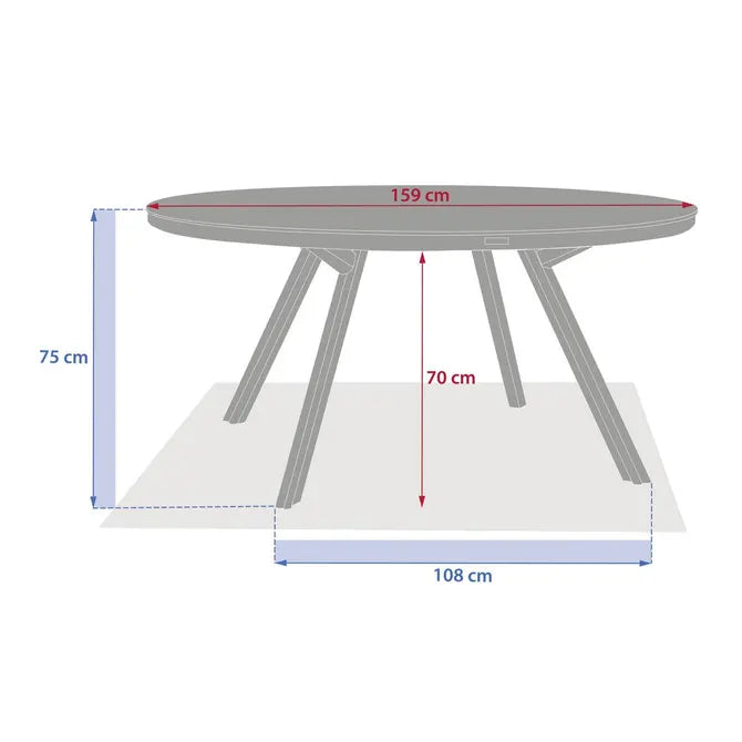 Masă rotundă de grădină Hesperide Nelora din aluminiu, 8 locuri