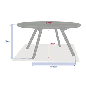 Masă rotundă de grădină Hesperide Nelora din aluminiu, 8 locuri