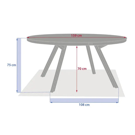 Masă rotundă de grădină Hesperide Nelora din aluminiu, 8 locuri