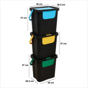 Set de 3 coșuri de gunoi 5five, Plastic, 24 l