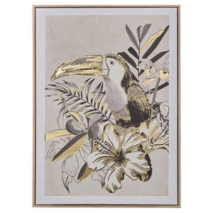 Pictură atmosferă Rafi, Imprimeu pe pânză 50x70 cm, Tucan, Efect de aluminiu