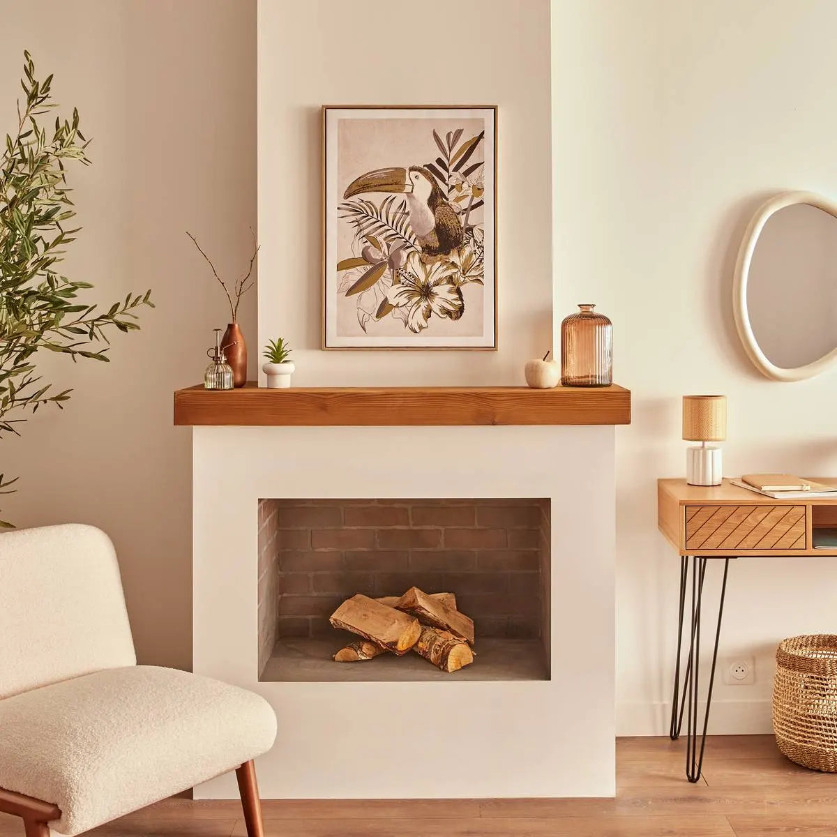 Pictură atmosferă Rafi, Imprimeu pe pânză 50x70 cm, Tucan, Efect de aluminiu