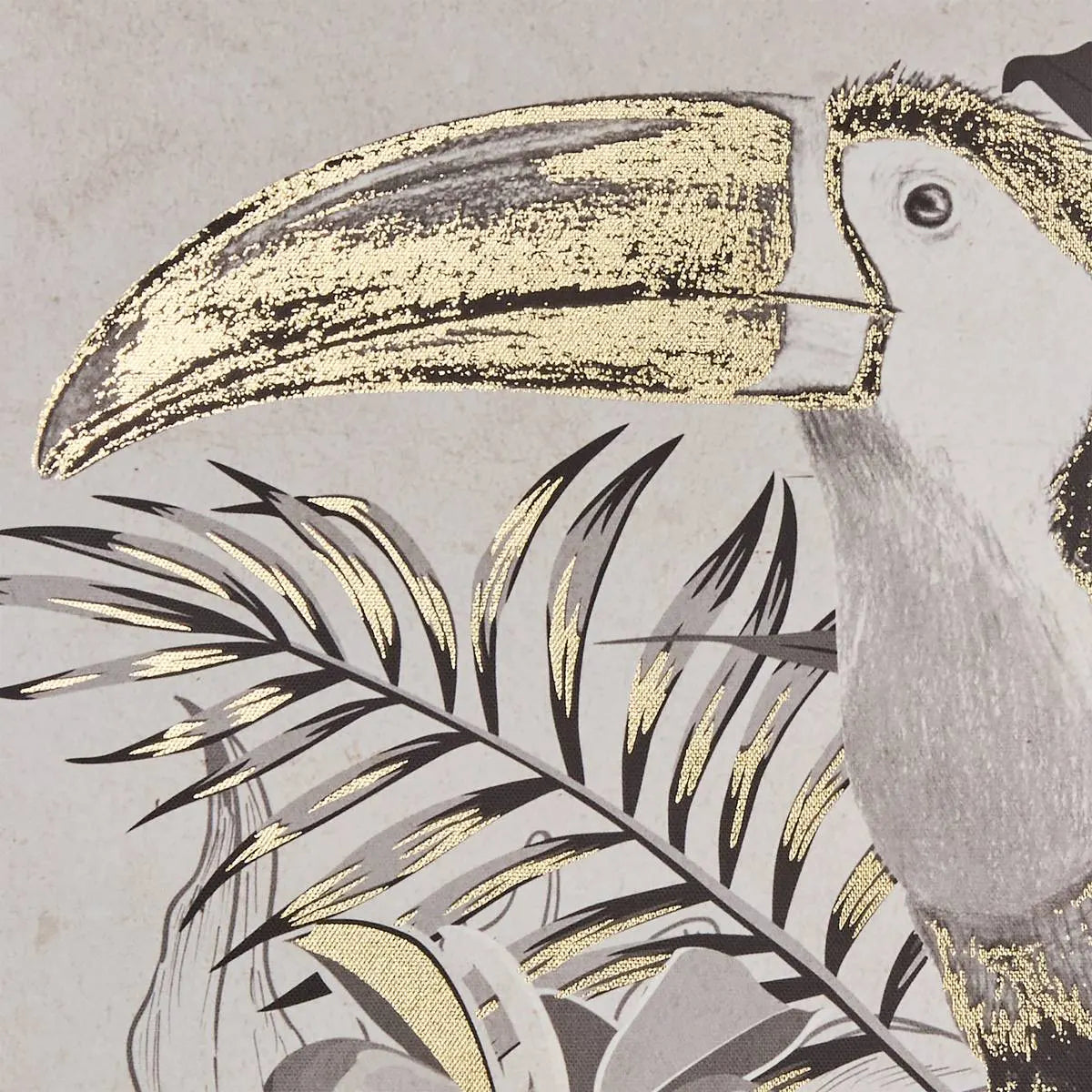 Pictură atmosferă Rafi, Imprimeu pe pânză 50x70 cm, Tucan, Efect de aluminiu