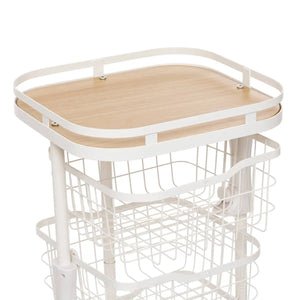 Cărucior de bucătărie 5five Balm, MDF și metal alb, 5 coșuri, 34,5x31x91 cm