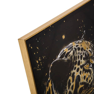 Pictură Atmosphera Lupita, Imprimeu pe pânză 58x78 cm, Leopard, Efect de aluminiu