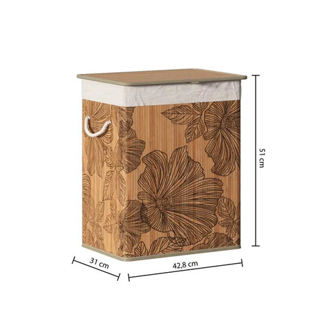 Coș de rufe 5five Blackflora, Bambus, 60 l