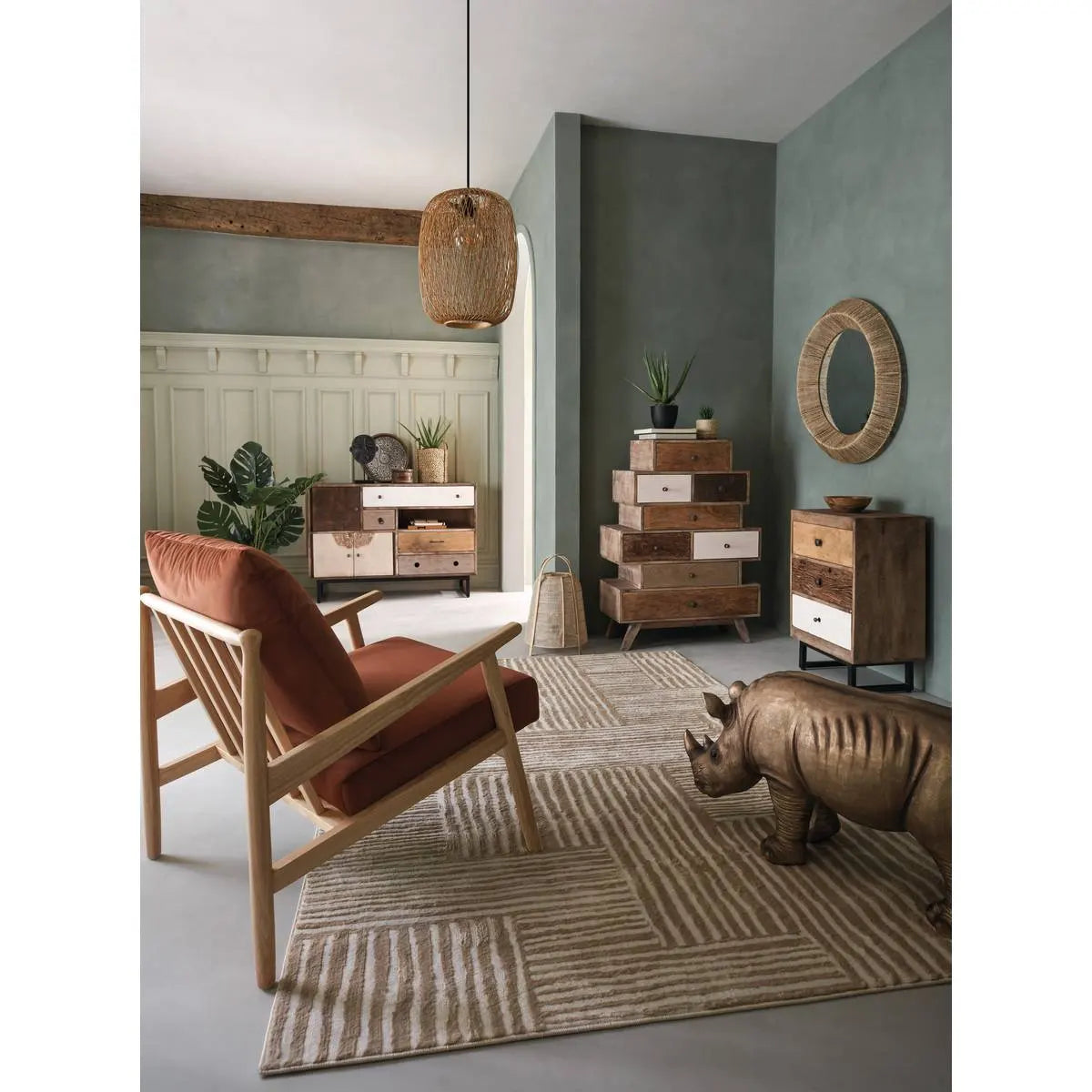 Figură decorativă Atmosphera Rino, lemn de mango, 45 cm