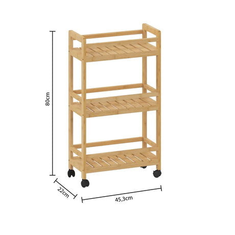 Cărucior de bucătărie 5five Linha, Mic, Bambus, 3 niveluri