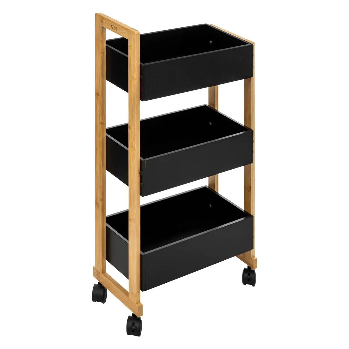 Bibliotecă 5five Natureo pe roți, neagră