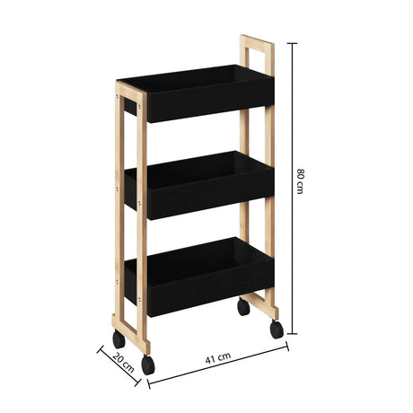 Bibliotecă 5five Natureo pe roți, neagră